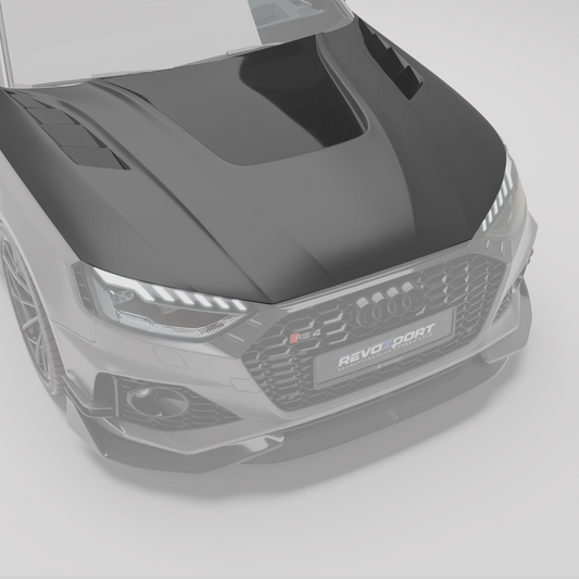 Audi RS4 B9.5 carbon hood top surface weave detail