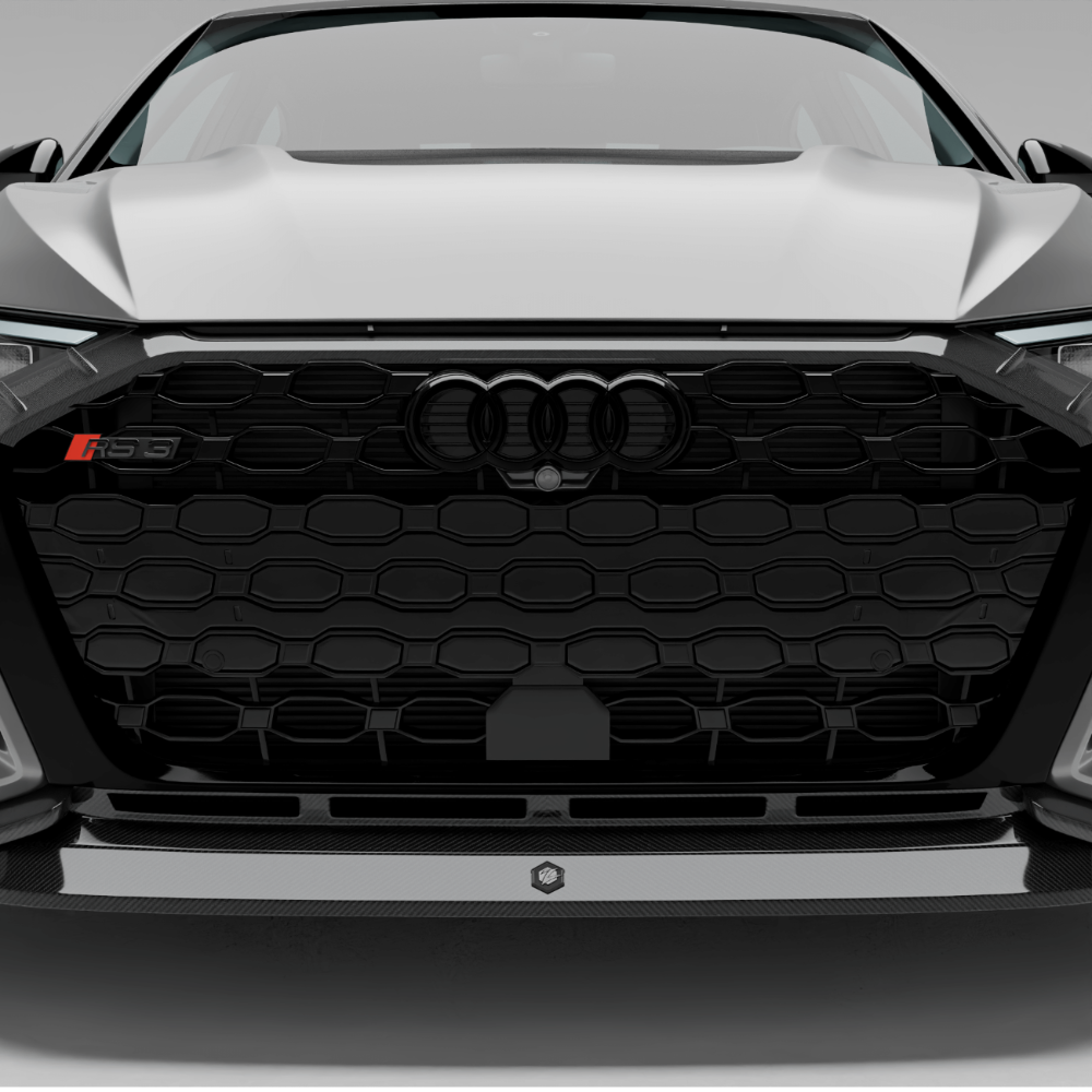 RS3 8Y carbon front grille installed front bumper view