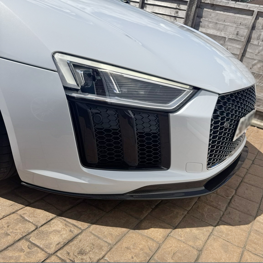 V Style Carbon Fiber Front Lip For Audi R8 4S Pre‑LCI (2016–2018)