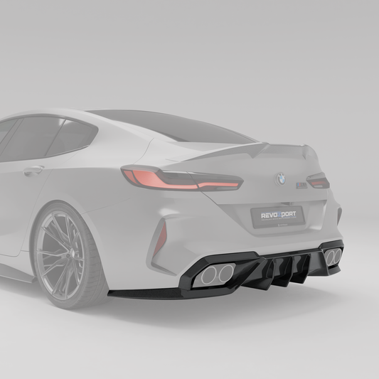 BMW M8 F93 carbon fiber rear diffuser angled weave detail