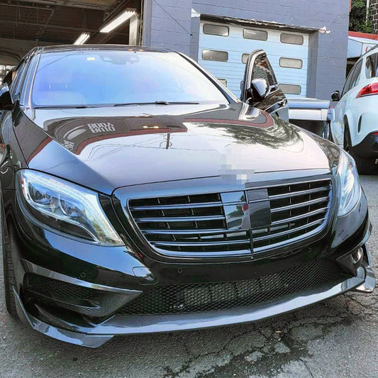 ST Style Carbon Fiber Front Lip For Mercedes Benz S‑Class W222 Sport Pre‑Facelift (2014–2017)
