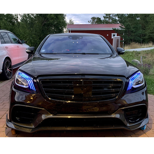 ST Style Carbon Fiber Front Lip For Mercedes Benz S‑Class W222 Facelift (2018–2020)