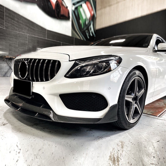 ST Style Carbon Fiber Front Lip For Mercedes Benz C63 AMG W205 Pre‑Facelift Sedan (2015–2018)