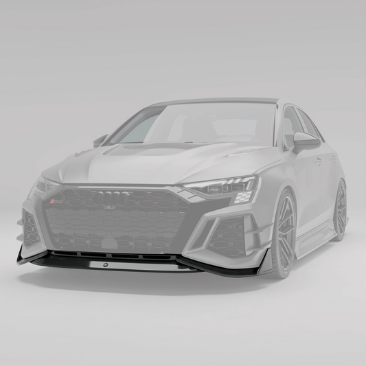 RS3 8Y carbon front lip splitter profile detail