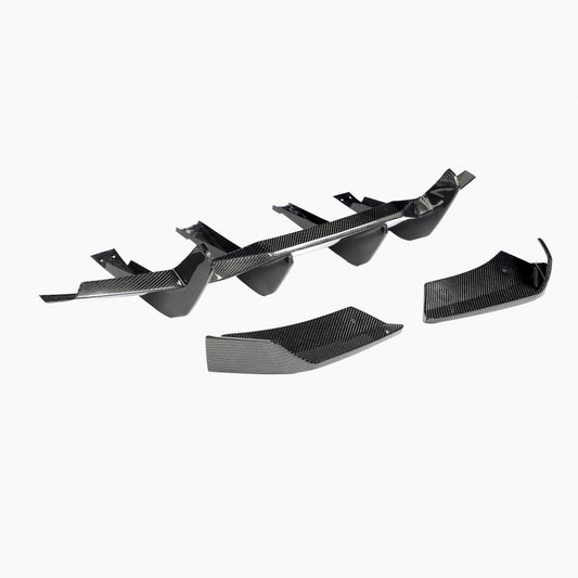 ST Style Carbon Fiber Rear Bumper Diffuser With Splitters for Chevrolet Corvette C8 Stingray Coupe Convertible (2020-2023)