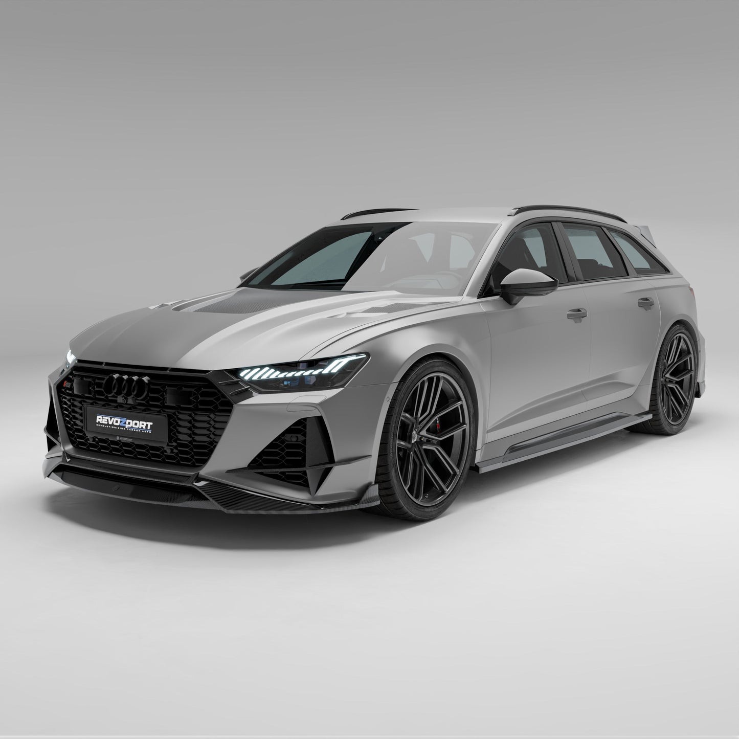 Audi RS6 C8 carbon body kit, full rear wagon view