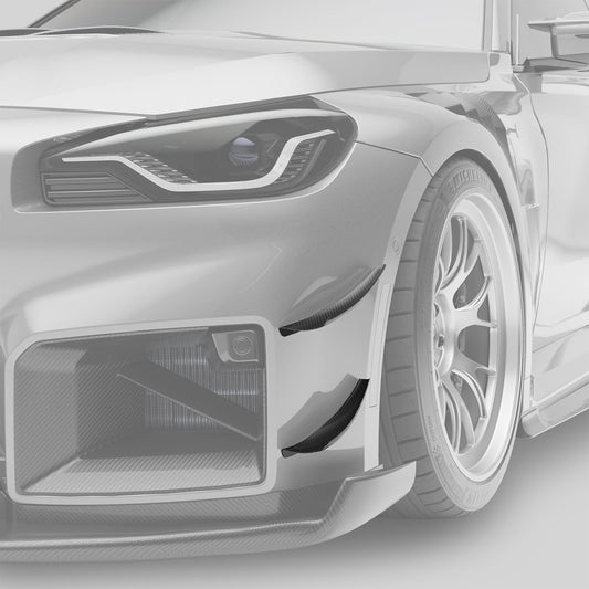 BMW M2 G87 carbon canards, front corner detail close-up