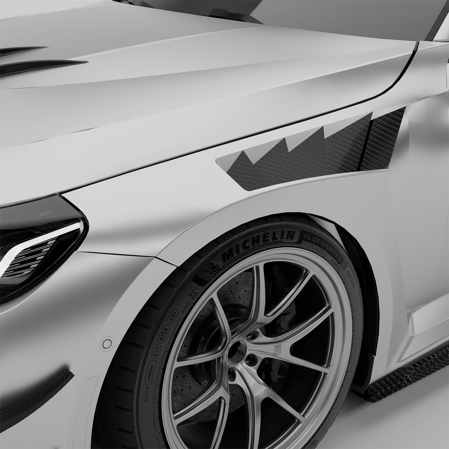 BMW M2 G87 race front fenders, product render side render