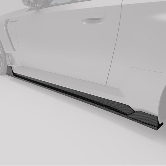 BMW M2 G87 carbon side skirts angled length view