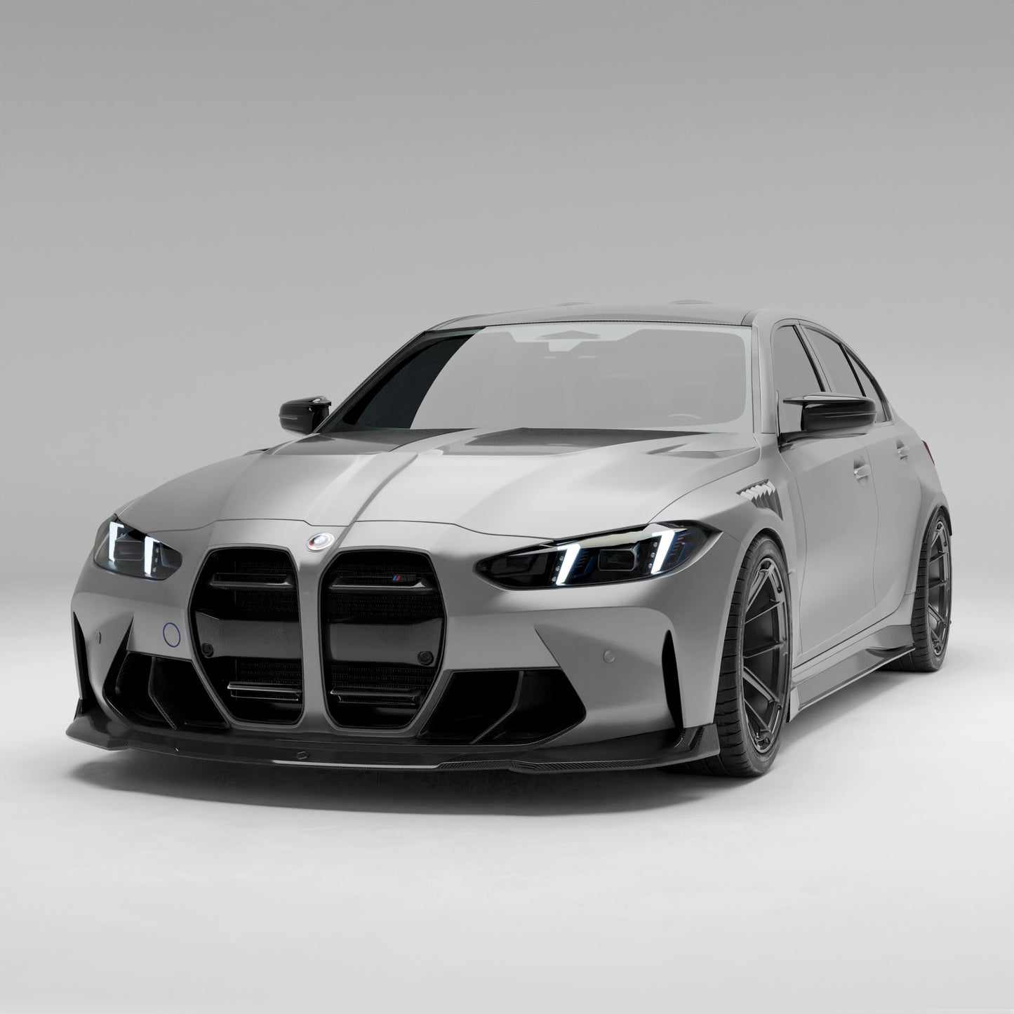 BMW M3 G80 carbon fiber hood installed front view