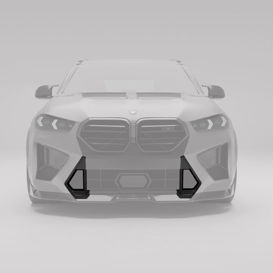 BMW X5M F95 LCI carbon fiber front vents angled bumper detail