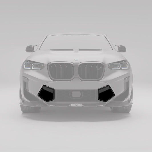 BMW X4M F98 LCI carbon bumper vents highlighted render