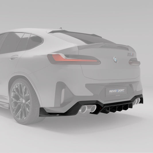 BMW X4M F98 LCI carbon fiber rear diffuser, highlighted rendering