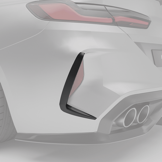 BMW M8 F92 coupe carbon fiber rear canards close-up weave detail