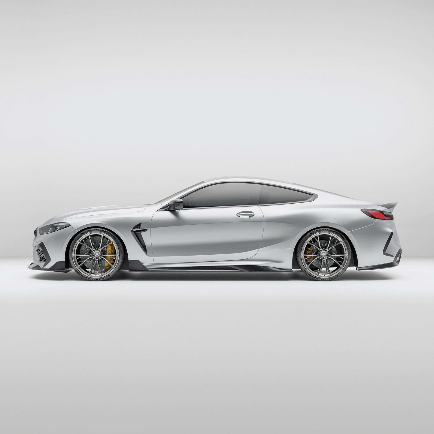 BMW M8 F91 F92 carbon fiber side skirts full side view