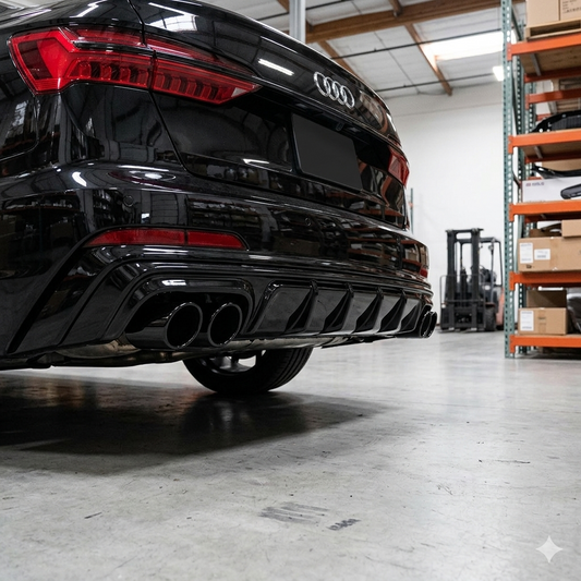 PP Rear Diffuser For Audi A6 C8(with Black Exhaust Tips)(2020-2021)