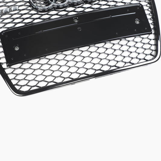 Black without radar hole grille For Audi A6 C6 Facelift(black frame+black grid+electroplated mark)(2009–2011)