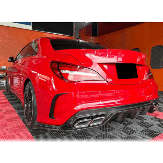 ST Style Carbon Fiber Rear Canards for Mercedes Benz CLA C117 & CLA 45 AMG Pre‑Facelift & Facelift (2013–2019)