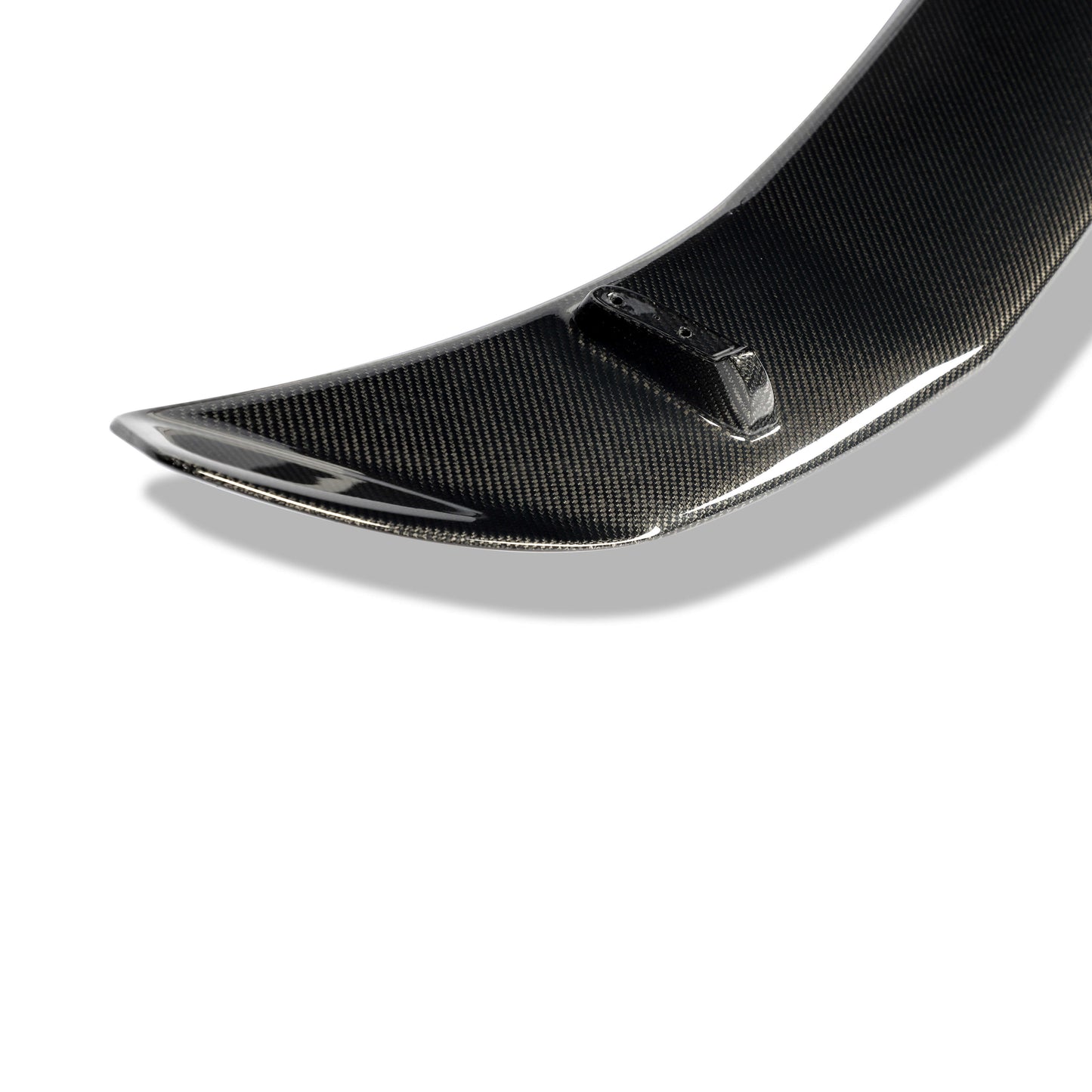 Tesla Model Y carbon fiber rear spoiler, rear three quarter view