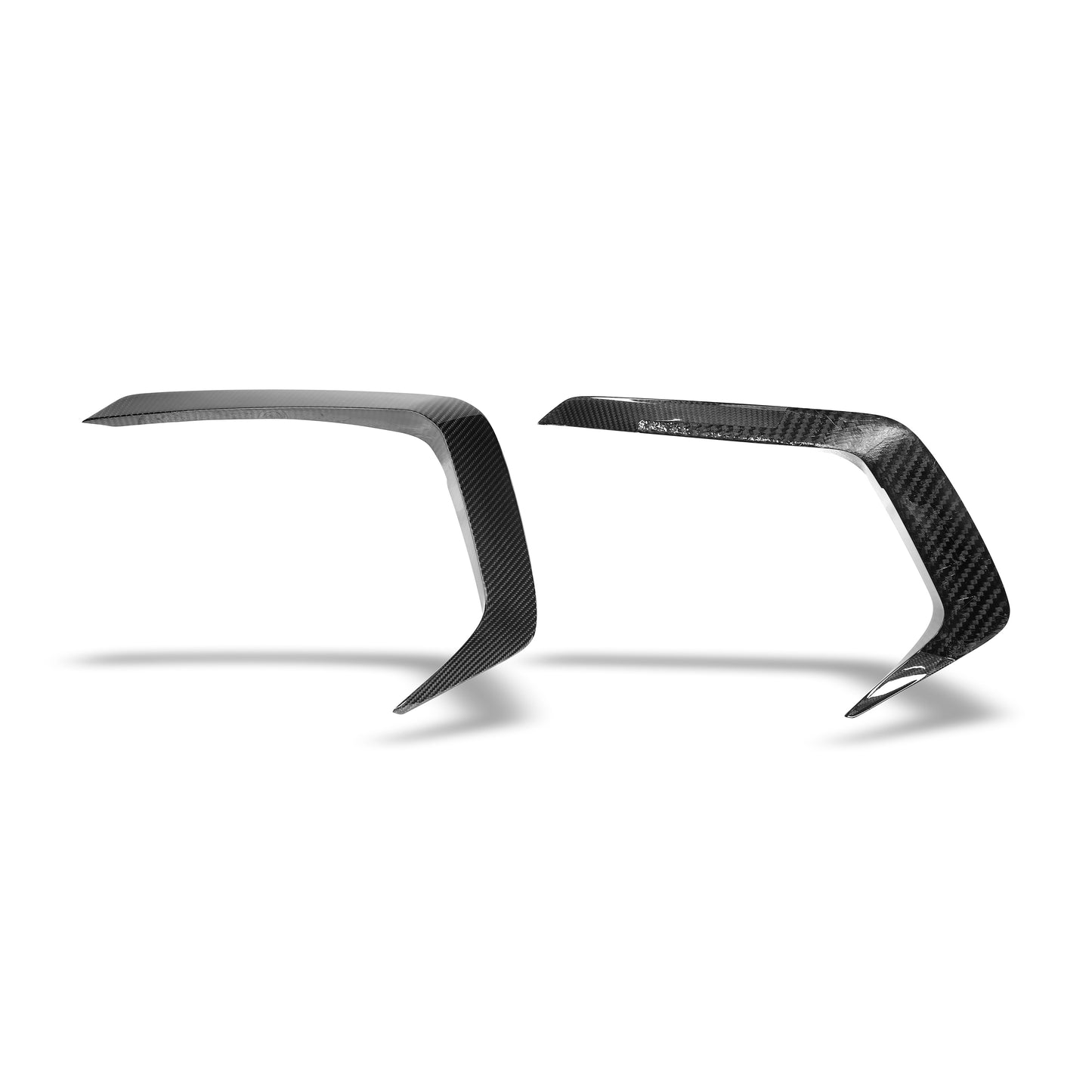 BMW M8 carbon fiber canards pair front corner view