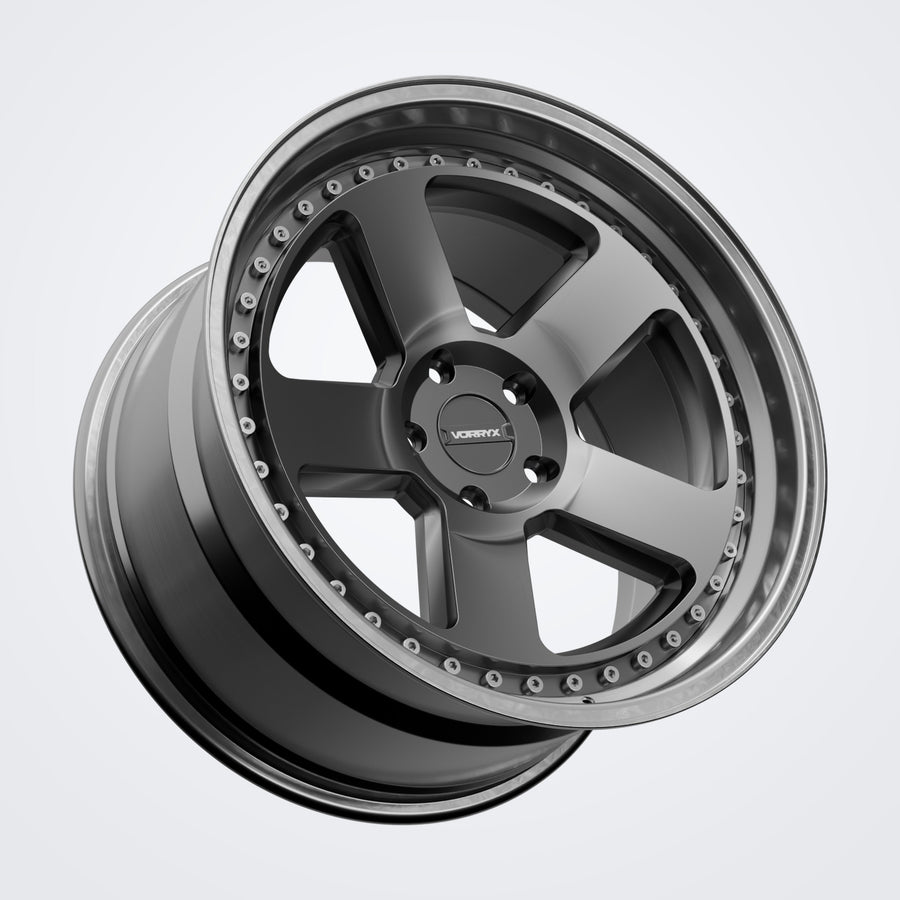 VX-11 forged wheel in black, three-quarter view