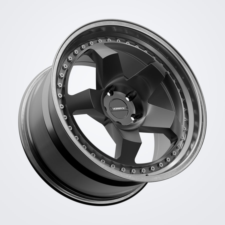 VX-18 forged wheel in black, three-quarter view