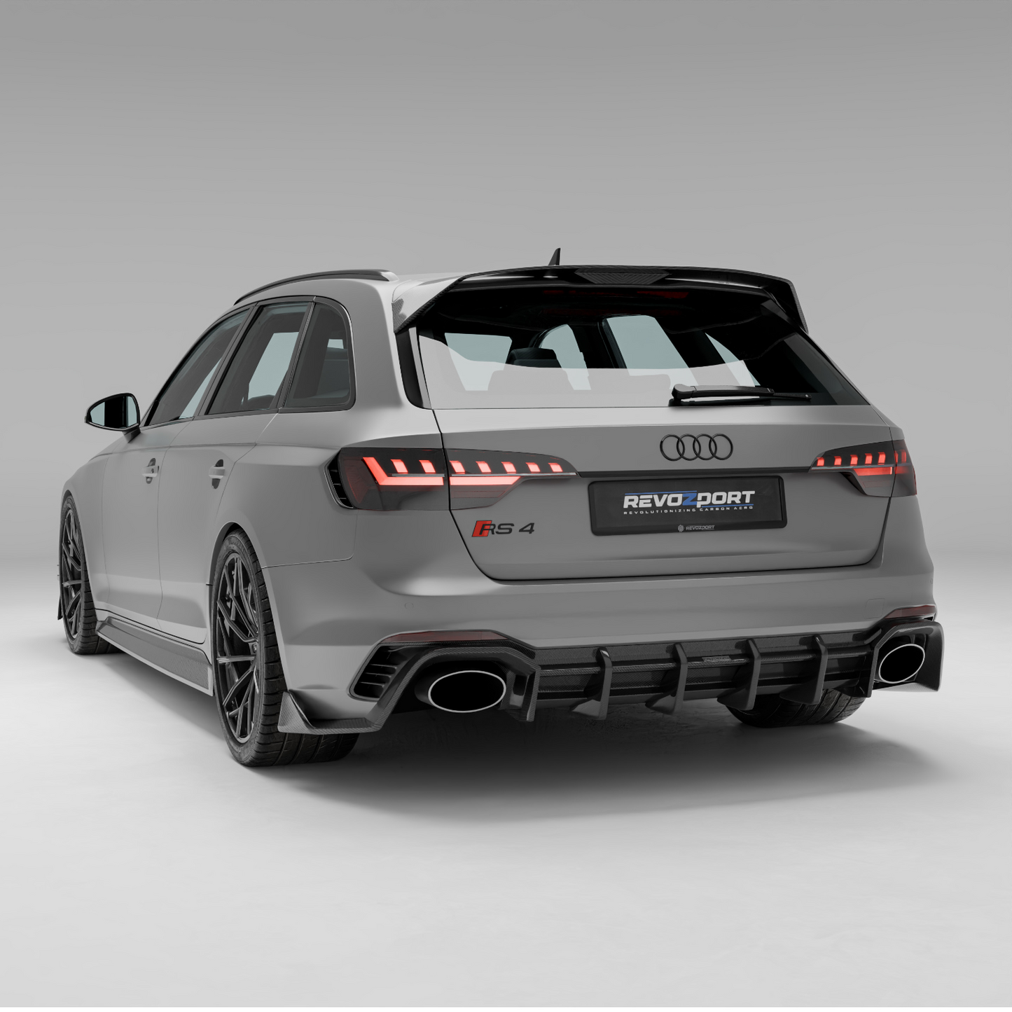 Audi RS4 B9.5 carbon rear diffuser side edge detail