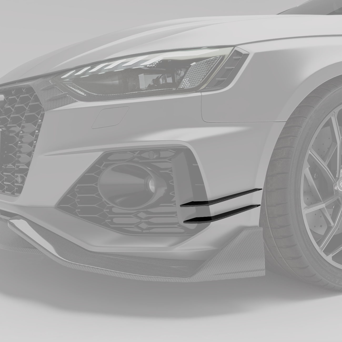 Audi RS4 B9.5 carbon canard close detail on bumper