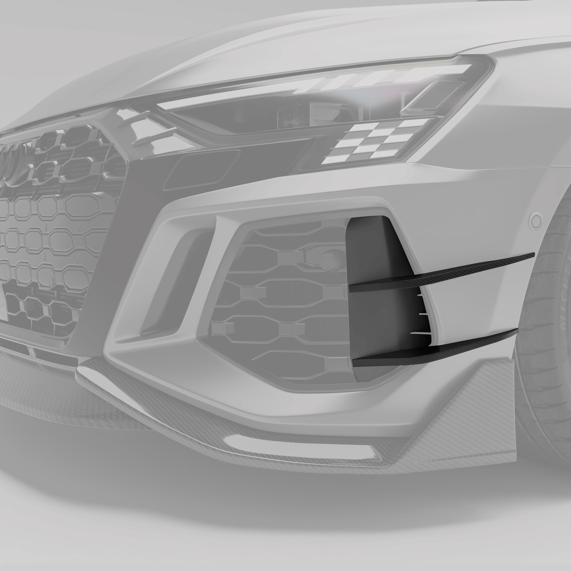 Audi RS3 8Y carbon fiber canards, angled weave detail