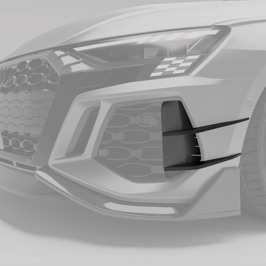 Audi RS3 8Y carbon fiber canards, angled weave detail