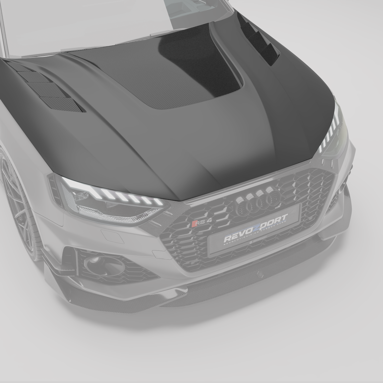 Audi RS4 B9.5 carbon hood top surface weave detail
