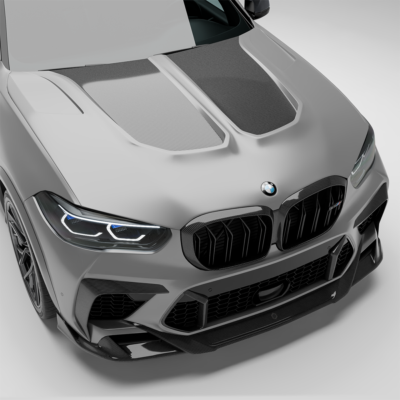 BMW X5M F95 Pre-LCI air intake trim finished front-end view