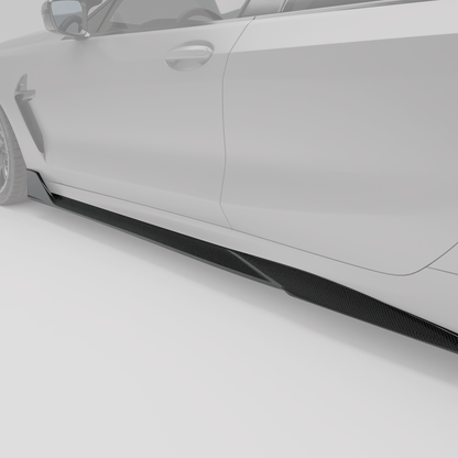 Carbon fiber side skirt twill weave detail for BMW M8