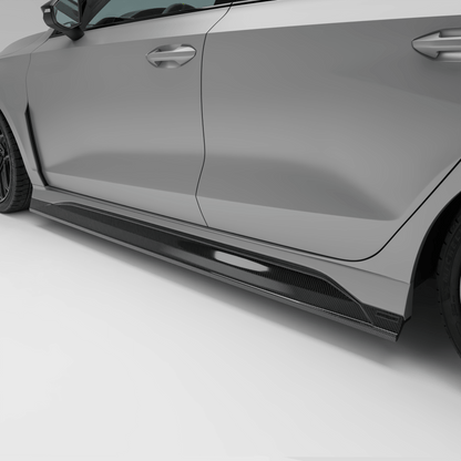 Audi RS3 8Y Sportback carbon fiber side skirts, installed side view