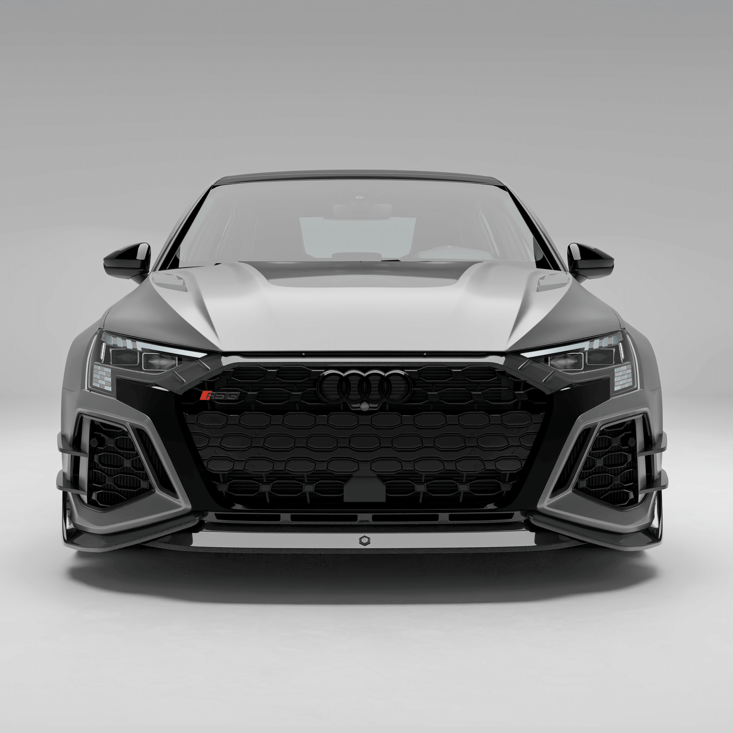 Audi RS3 8Y carbon fiber front grille finish texture closeup
