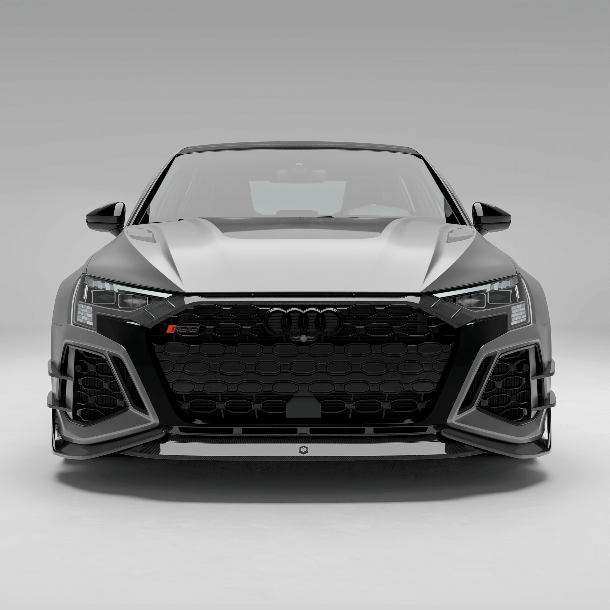 Audi RS3 8Y carbon fiber front grille finish texture closeup