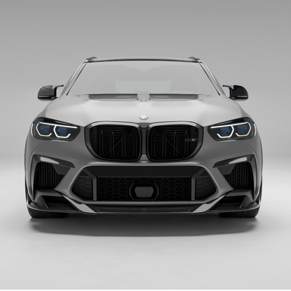 X5M F95 carbon front lip surface texture close-up