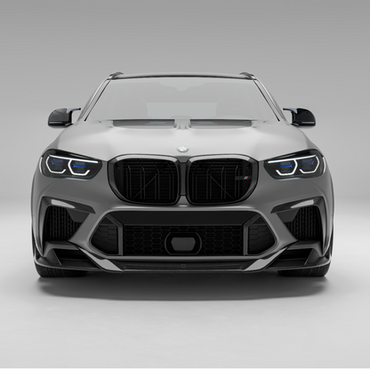 BMW X5M F95 Pre-LCI carbon fiber air intake trim, rendered front view