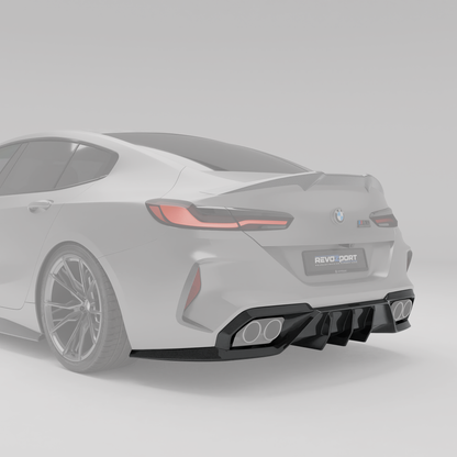 BMW M8 F93 carbon fiber rear diffuser angled weave detail