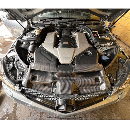 ST Style Prepreg Carbon Fiber Air Intake Filter Cover for Mercedes Benz C63 W204 Facelift (2011-2015)