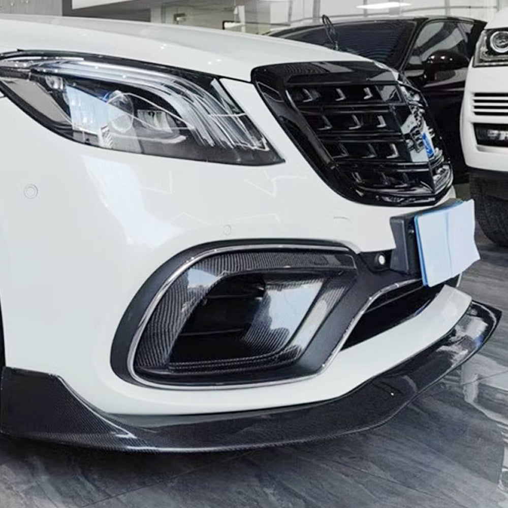 B Style Carbon Fiber Front Canards For Mercedes Benz S‑Class W222 Facelift (2018–2020)