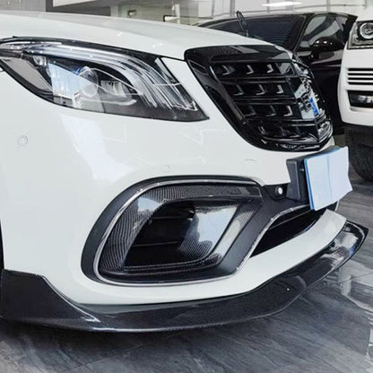 B Style Carbon Fiber Front Canards For Mercedes Benz S‑Class W222 Facelift (2018–2020)