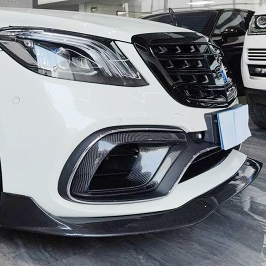 B Style Carbon Fiber Front Canards For Mercedes Benz S‑Class W222 Facelift (2018–2020)