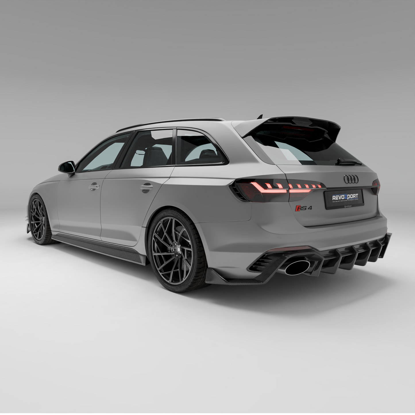 Carbon weave texture of the Audi RS4 B9.5 roof spoiler