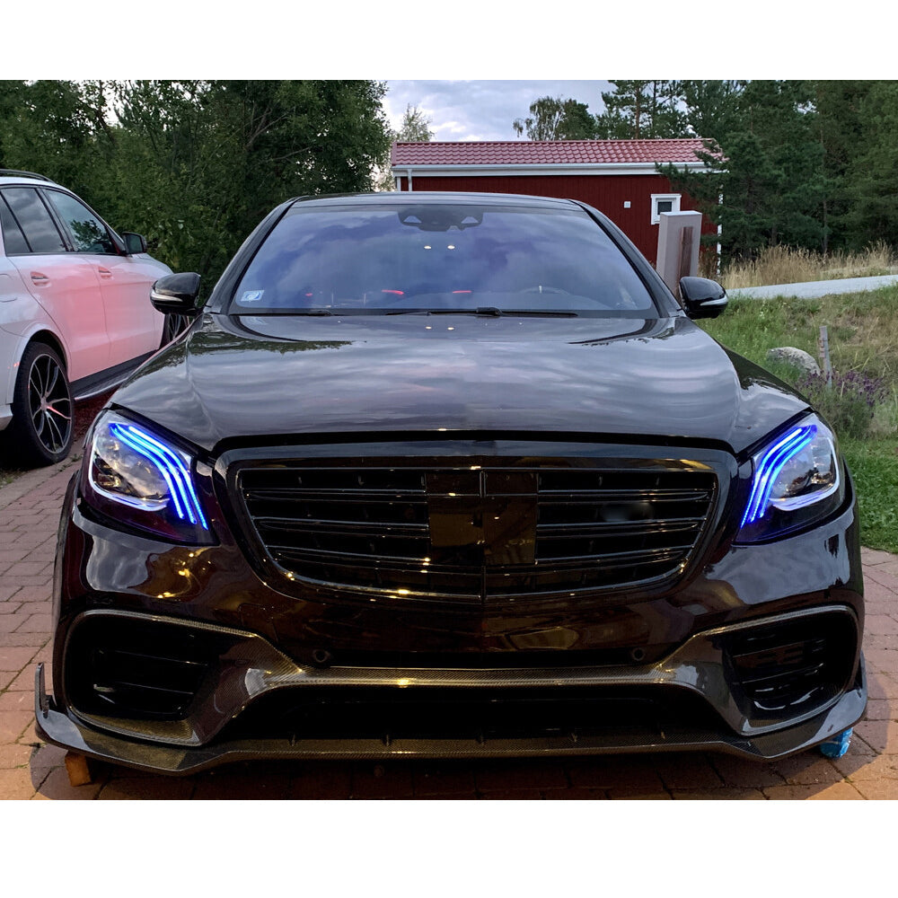 ST Style Carbon Fiber Front Lip For Mercedes Benz S‑Class W222 Facelift (2018–2020)