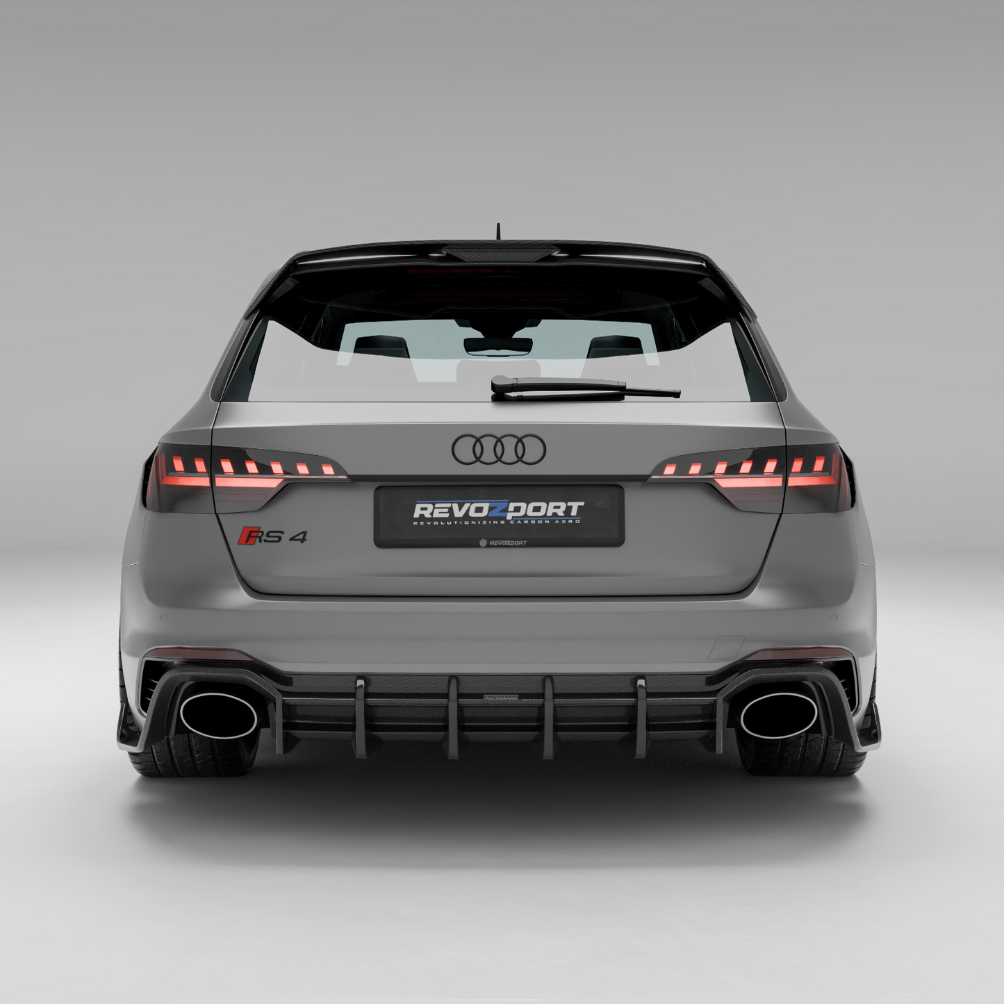 Audi RS4 B9.5 Avant carbon diffuser underside fitment view