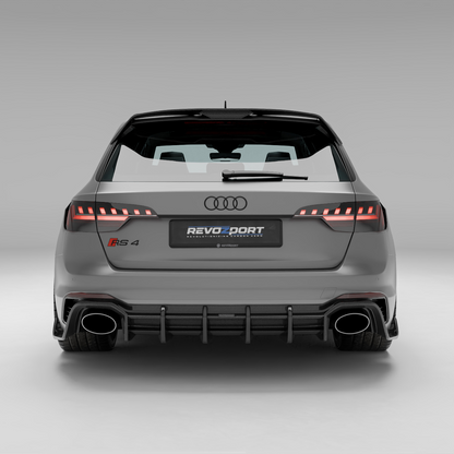 Audi RS4 B9.5 Avant carbon diffuser underside fitment view