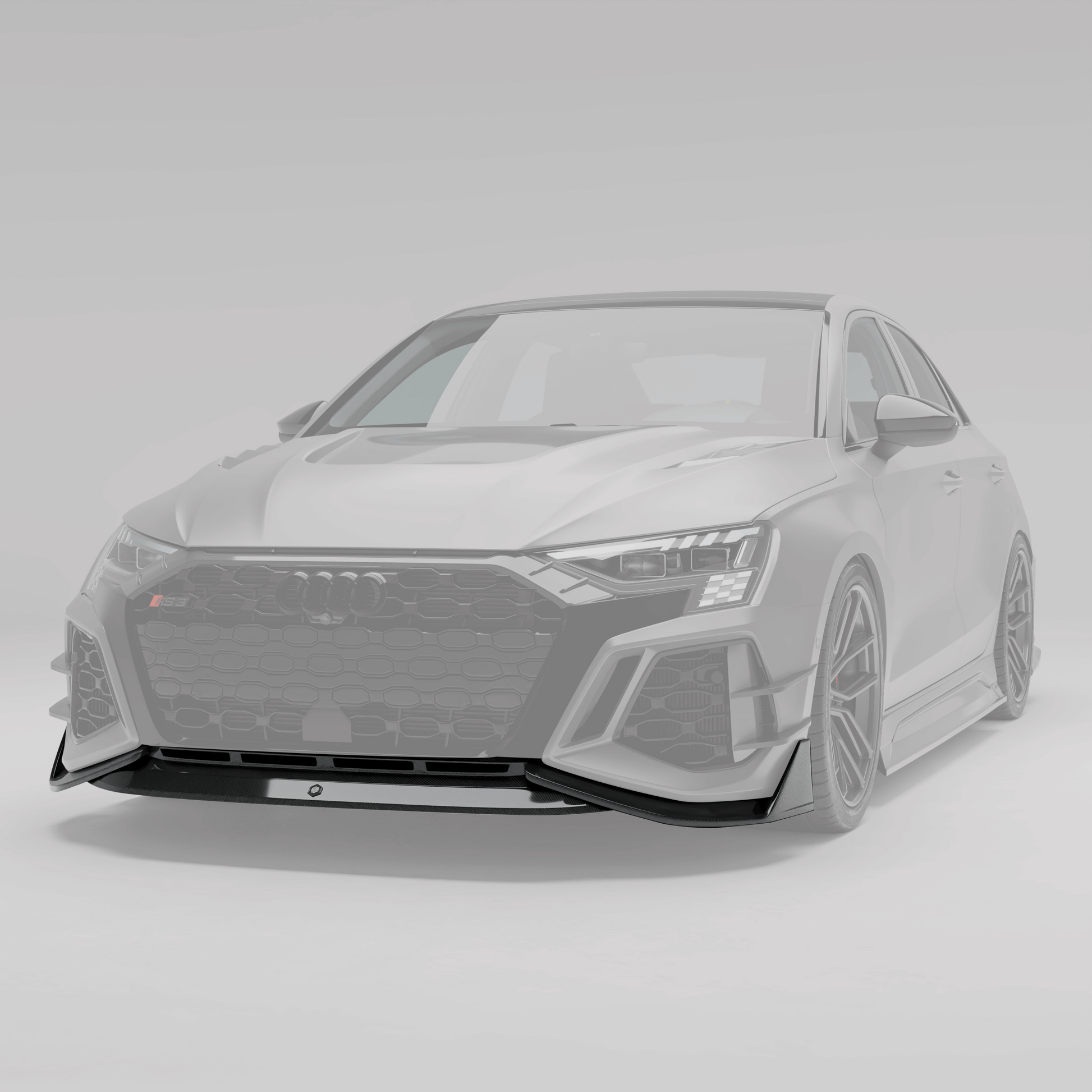 RS3 8Y carbon front lip splitter profile detail
