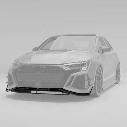 RS3 8Y carbon front lip splitter profile detail