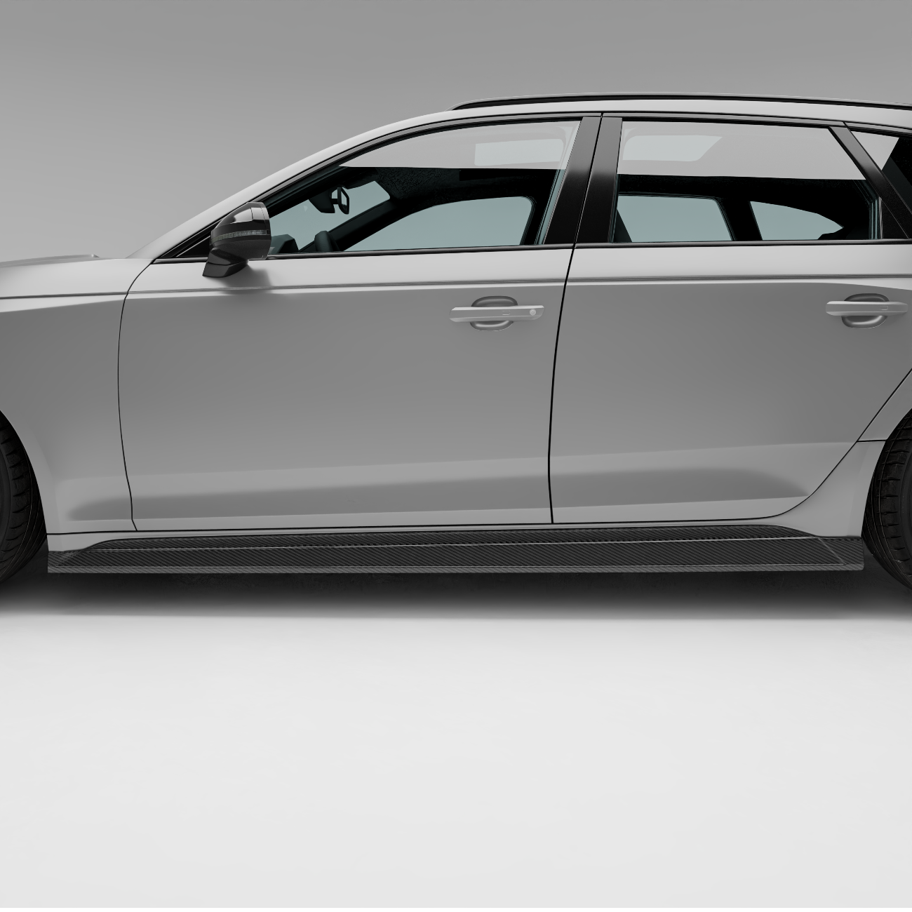 Audi RS4 B9.5 Avant carbon side skirt underside fitment view